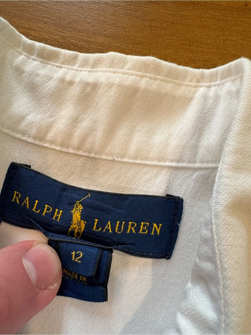 Ralph Lauren Youth White Oxford Button-Down Shirt Size 12